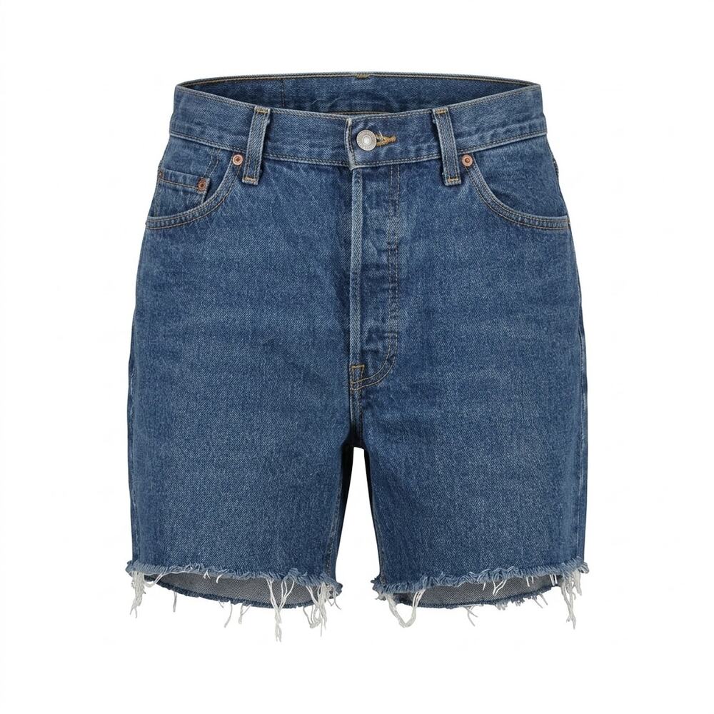 Levi's Blue Raw Hem Medium Wash Denim Cut-Off Shorts Women Size 30